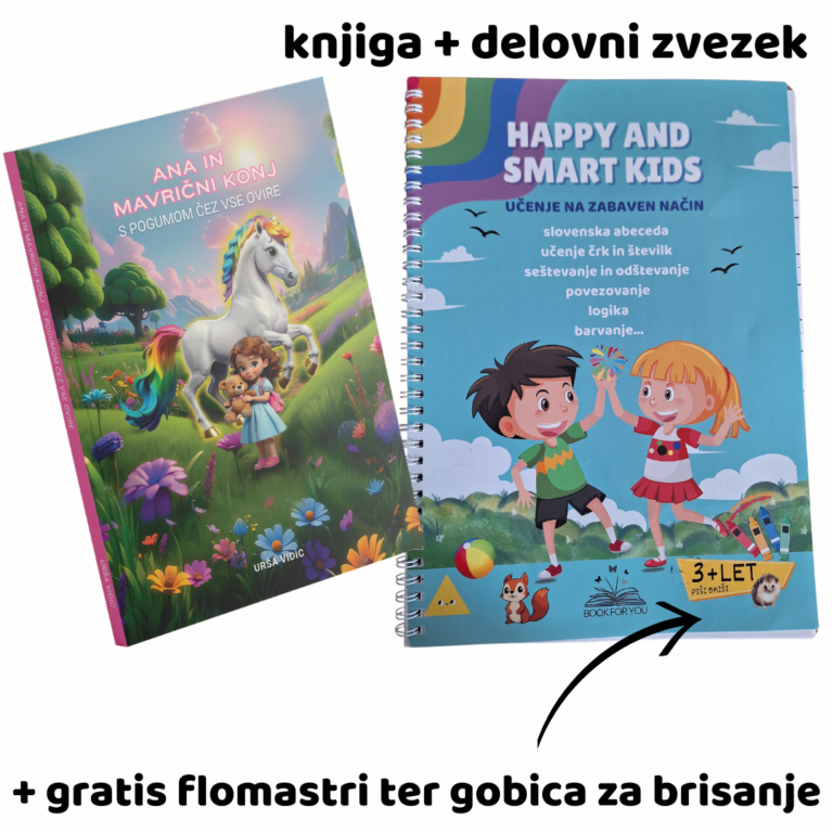 knjiga Ana in mavrični konj + delovni zvezek s slovensko abecedo + set flomastrov